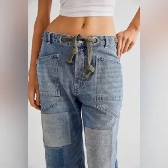 Free People Moxie Barrel Paint Splatter Jeans - Picture 3 of 9